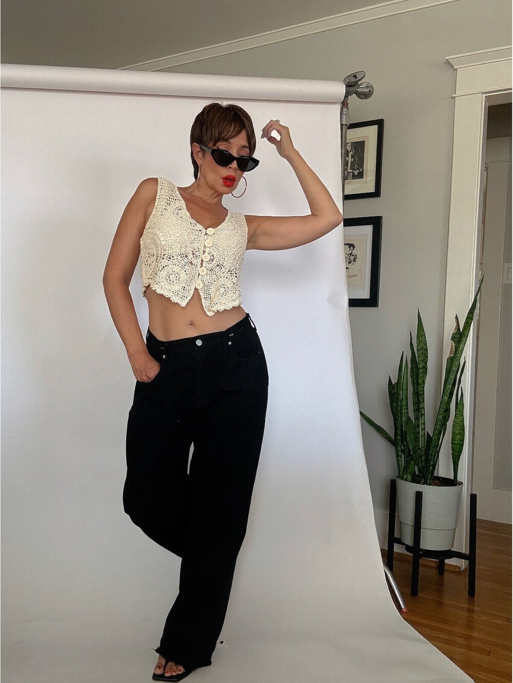 Cream Crochet Vest